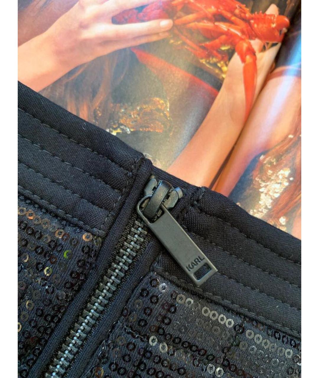 KARL LAGERFELD Черная вискозная юбка мини, фото 3