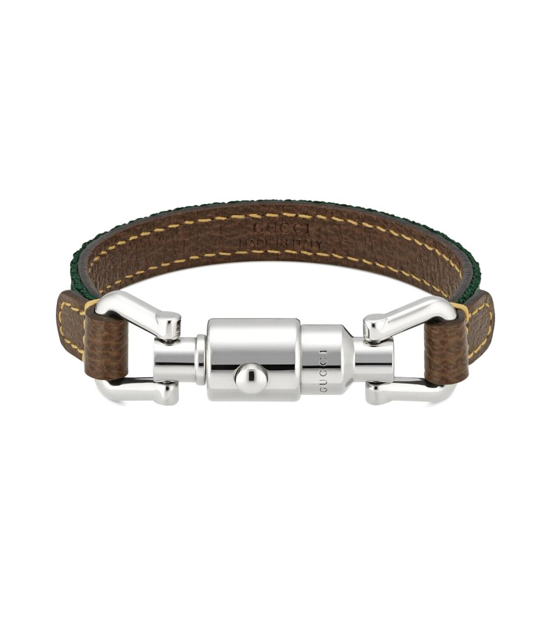GUCCI Коричневый кожаный браслет, фото 1