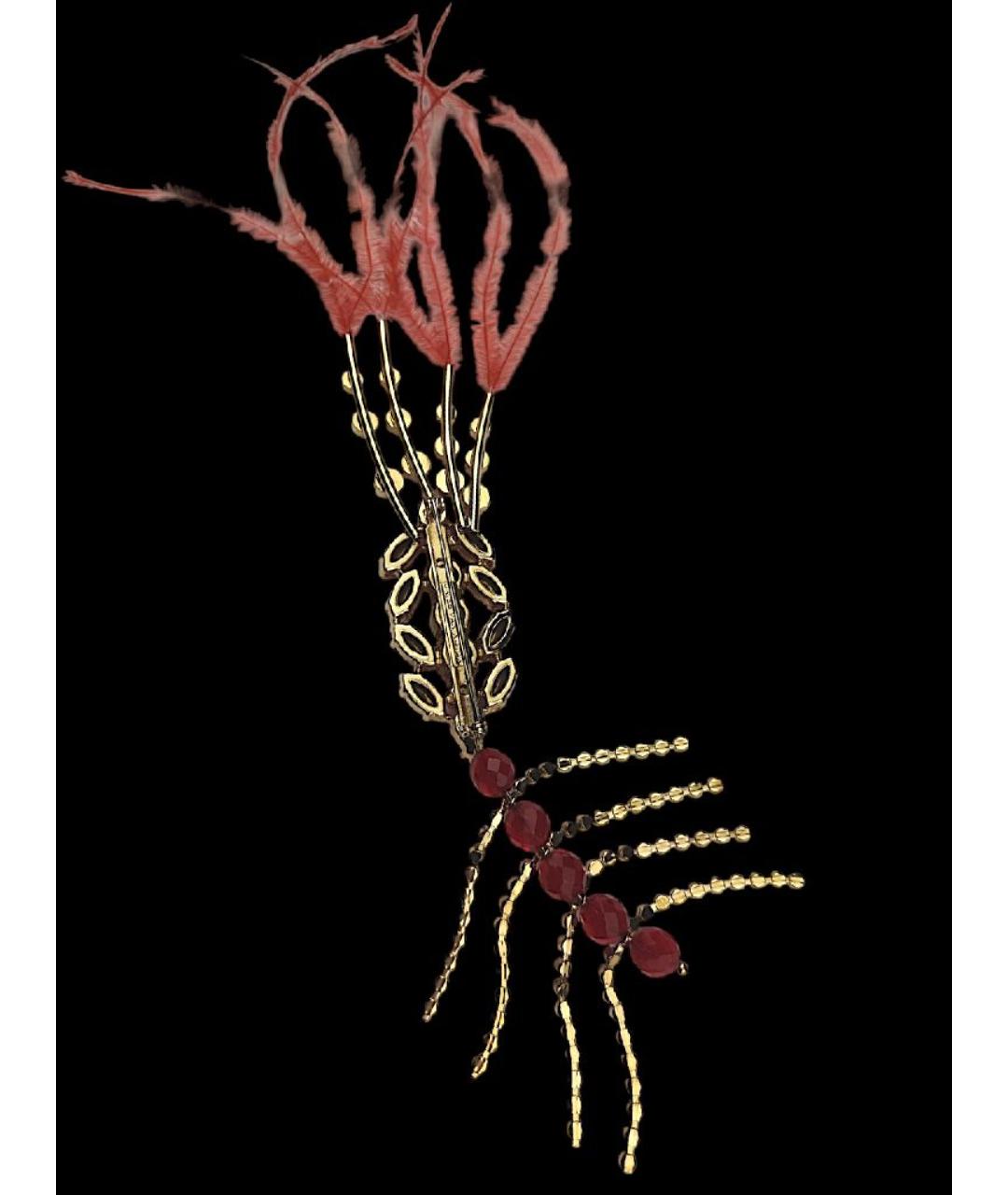 DRIES VAN NOTEN Красная латунная булавка / брошь, фото 3