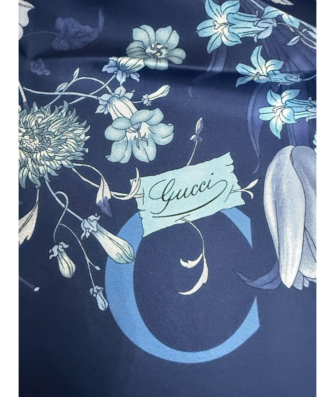 GUCCI Синий шелковый платок, фото 4