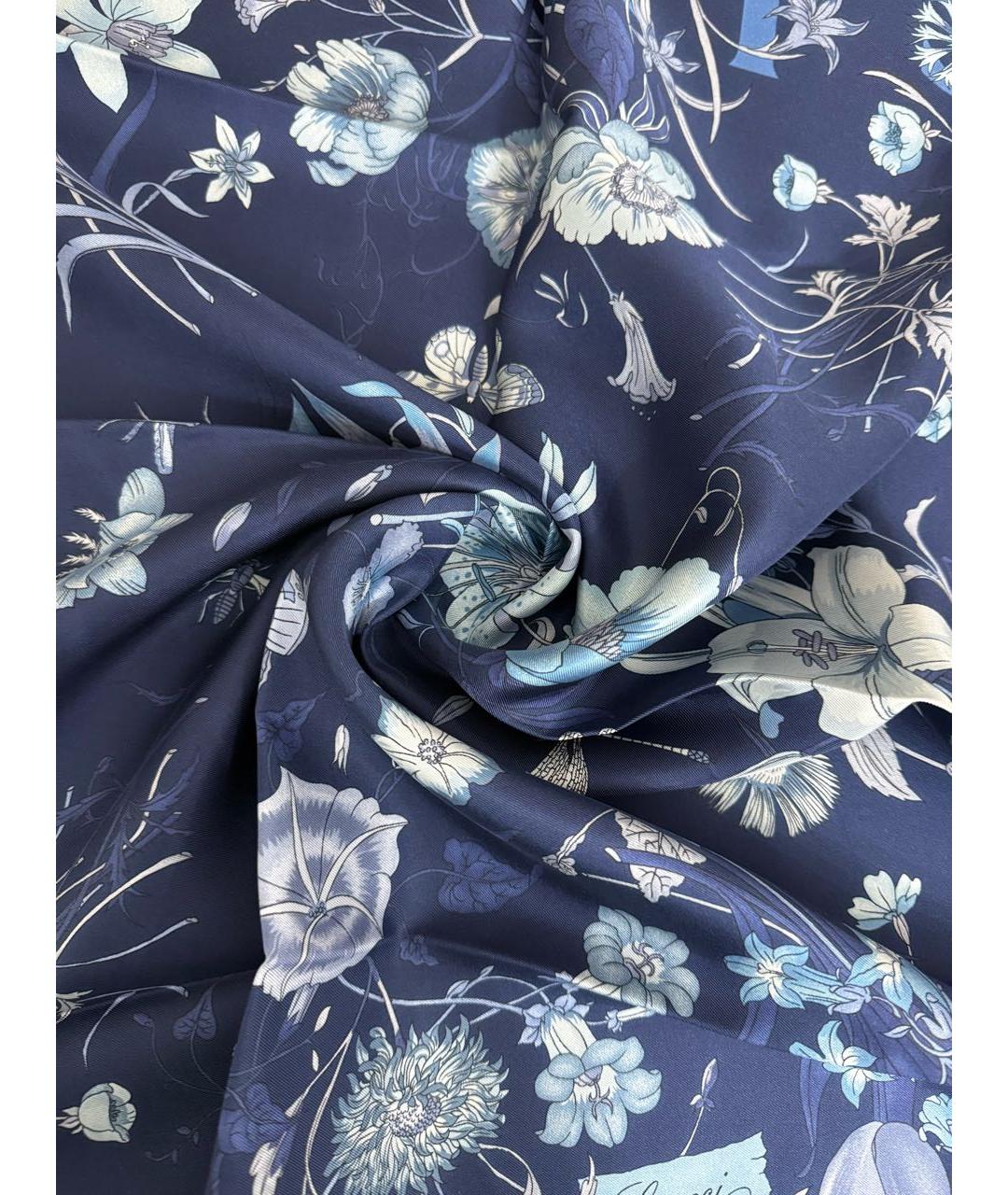 GUCCI Синий шелковый платок, фото 5