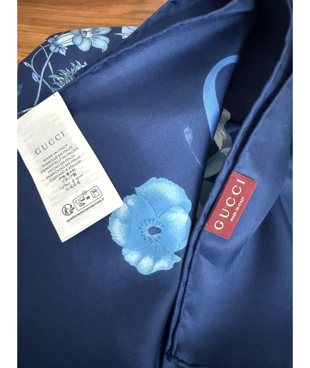 GUCCI Синий шелковый платок, фото 6