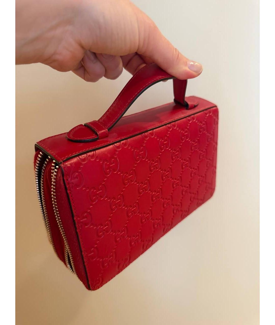 GUCCI Красная кожаная сумка с короткими ручками, фото 2