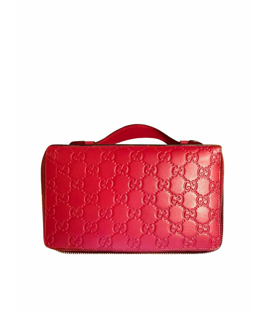 GUCCI Красная кожаная сумка с короткими ручками, фото 1