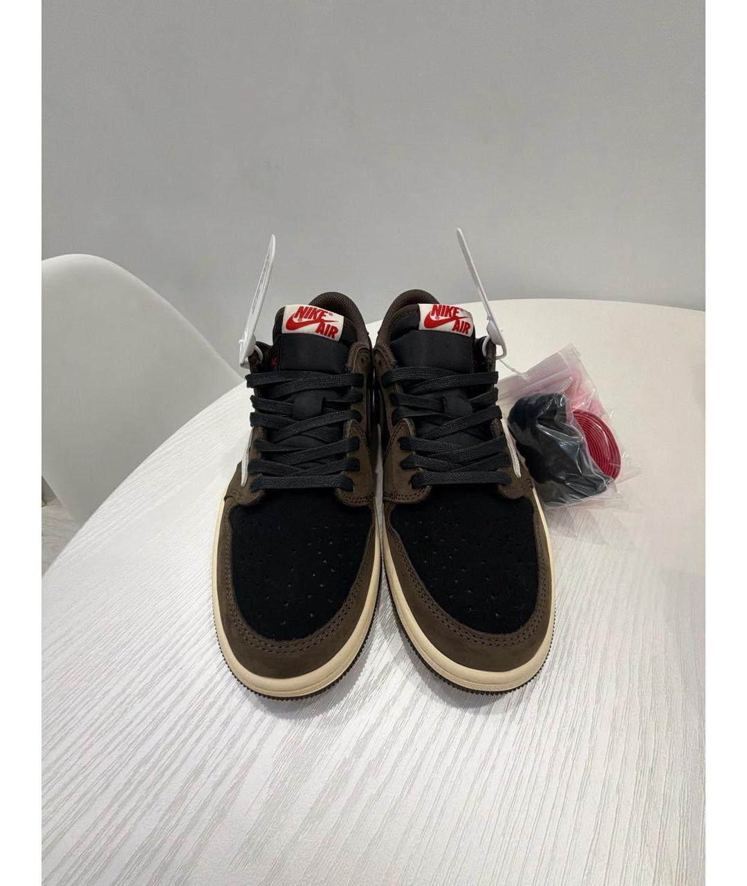 JORDAN Коричневые замшевые низкие кроссовки / кеды, фото 2