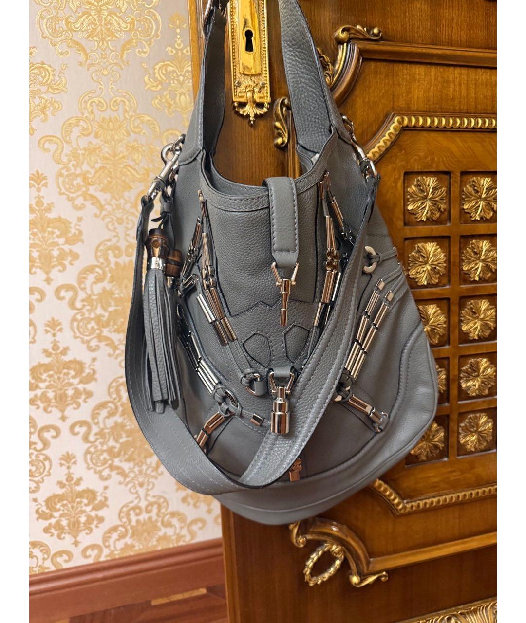 GUCCI Серая кожаная сумка через плечо, фото 3