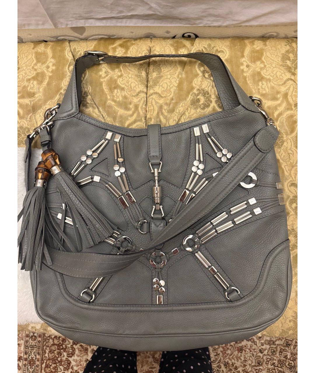 GUCCI Серая кожаная сумка через плечо, фото 4