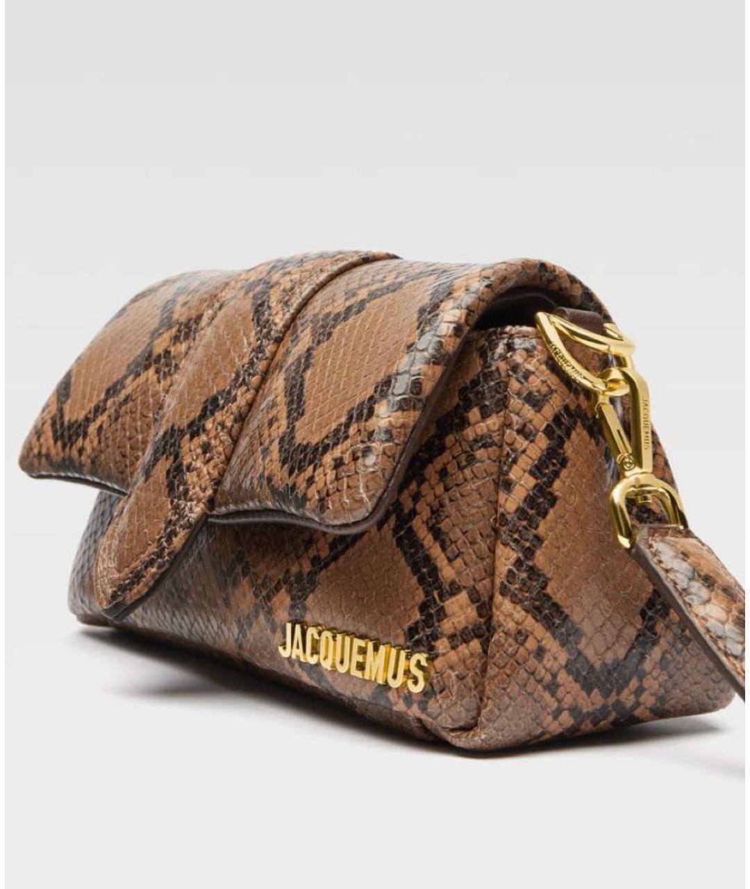 JACQUEMUS Коричневая кожаная сумка с короткими ручками, фото 3