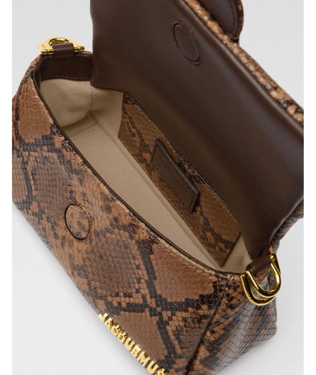 JACQUEMUS Коричневая кожаная сумка с короткими ручками, фото 2