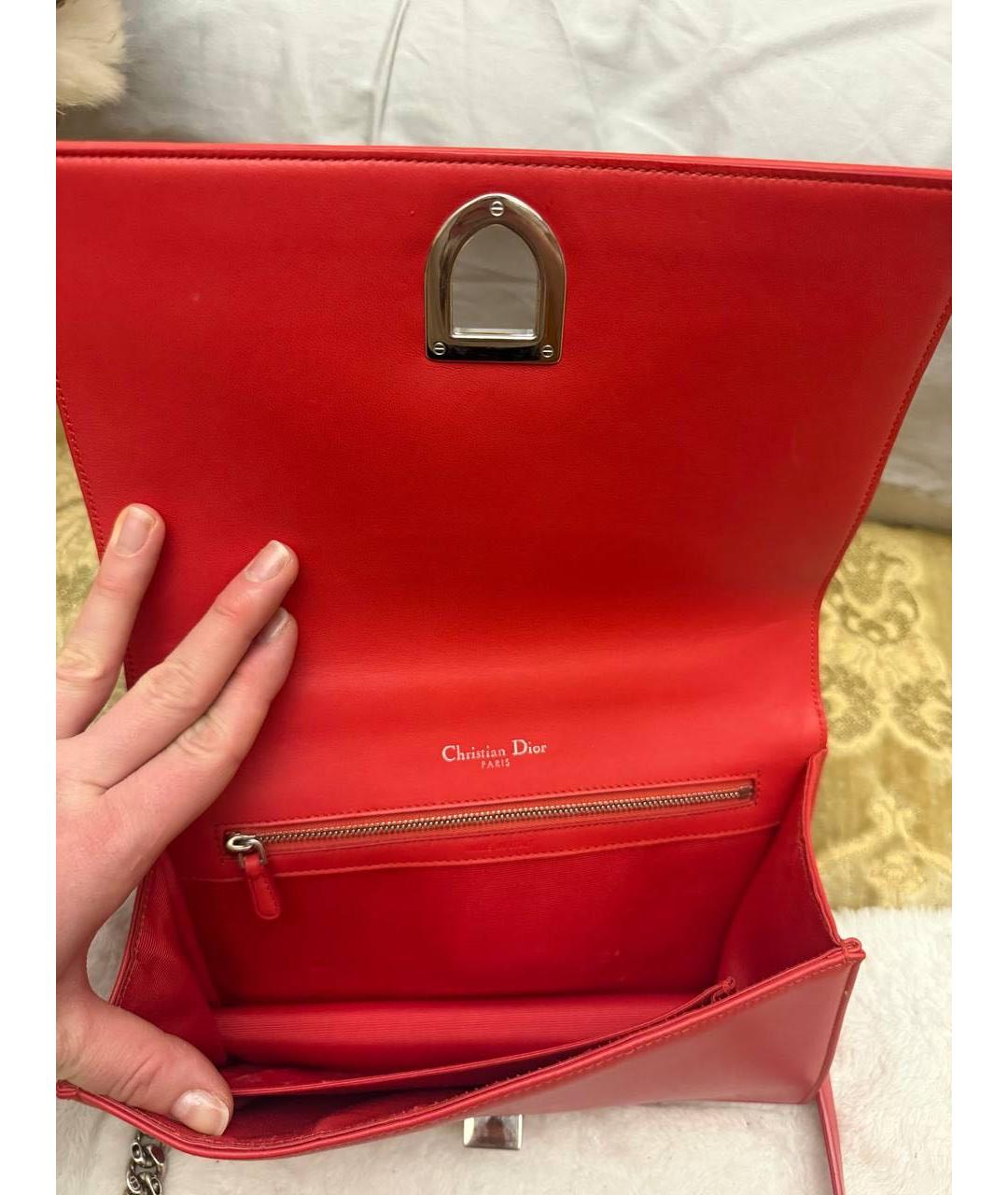 CHRISTIAN DIOR Красная кожаная сумка через плечо, фото 2