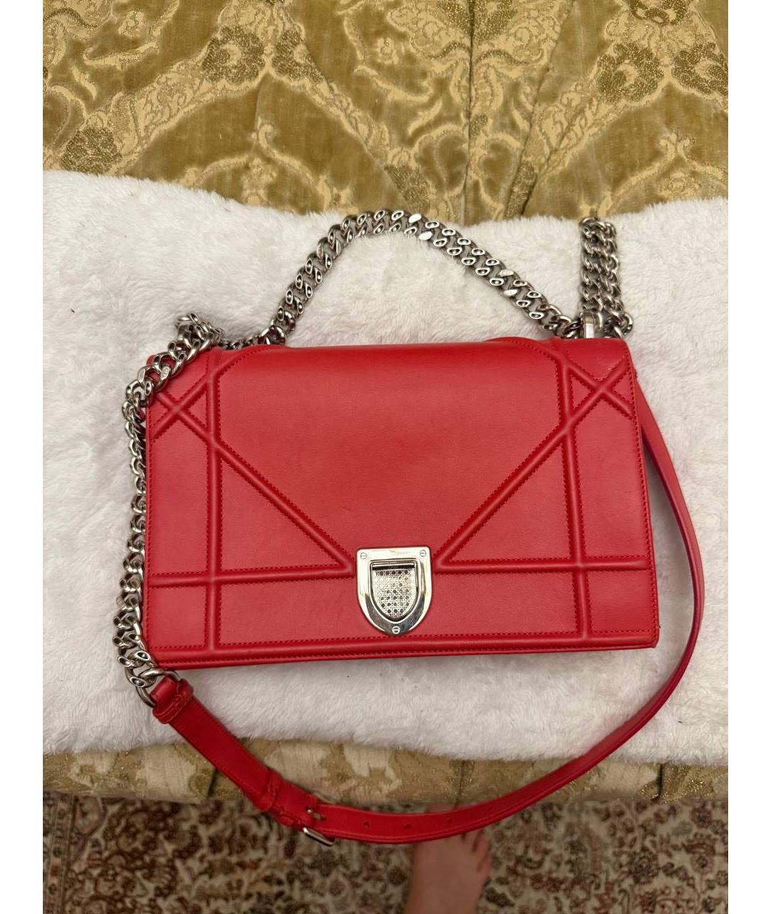 CHRISTIAN DIOR Красная кожаная сумка через плечо, фото 3