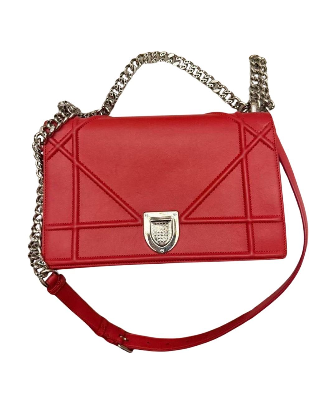CHRISTIAN DIOR Красная кожаная сумка через плечо, фото 1