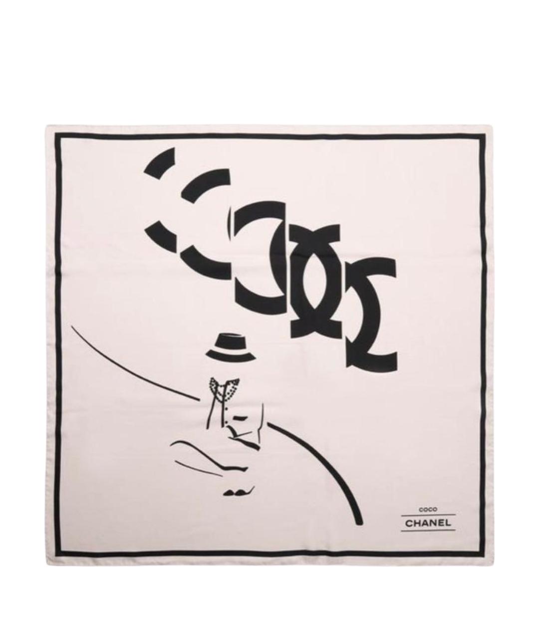 CHANEL Бежевый шелковый платок, фото 1