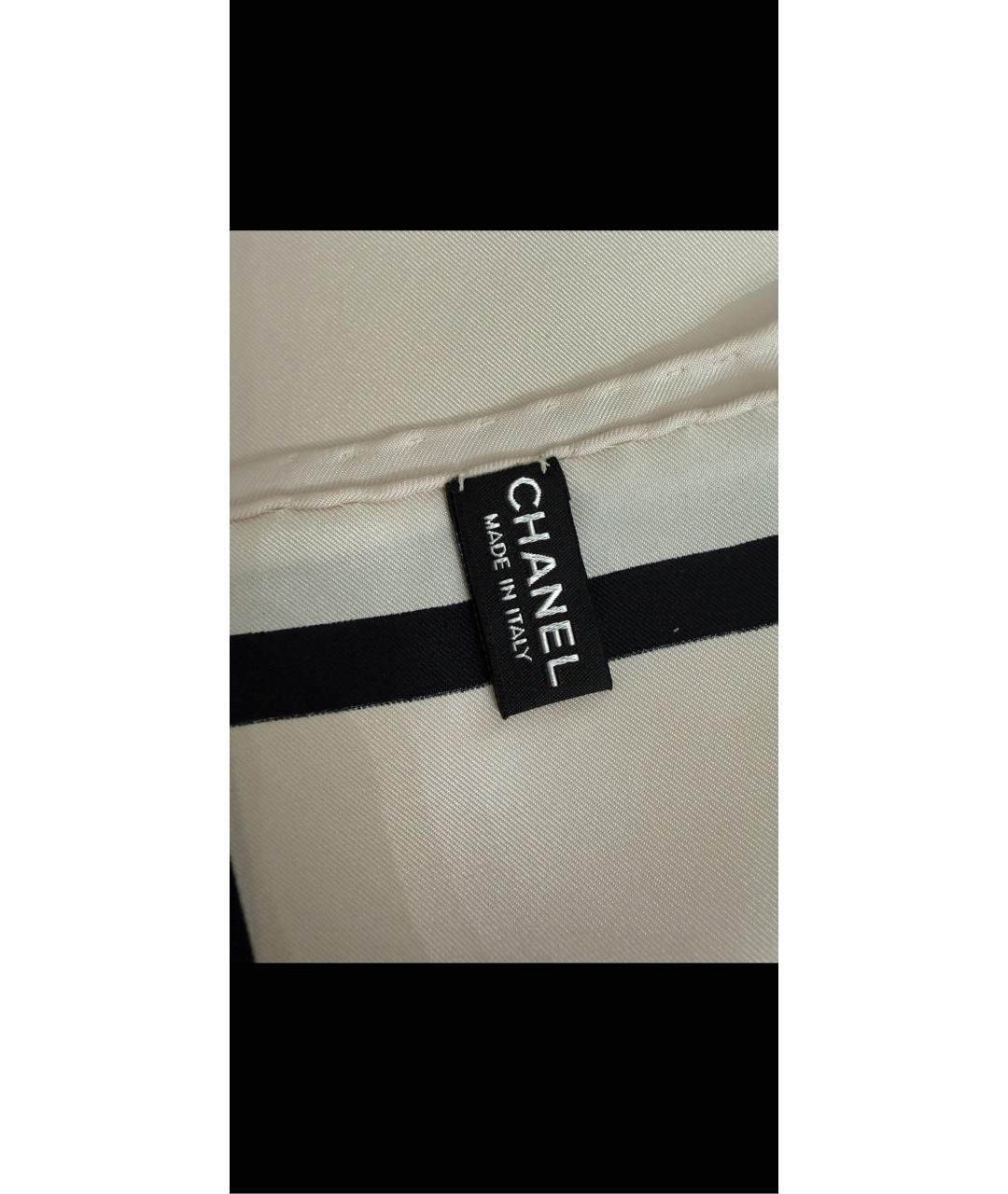 CHANEL Бежевый шелковый платок, фото 5