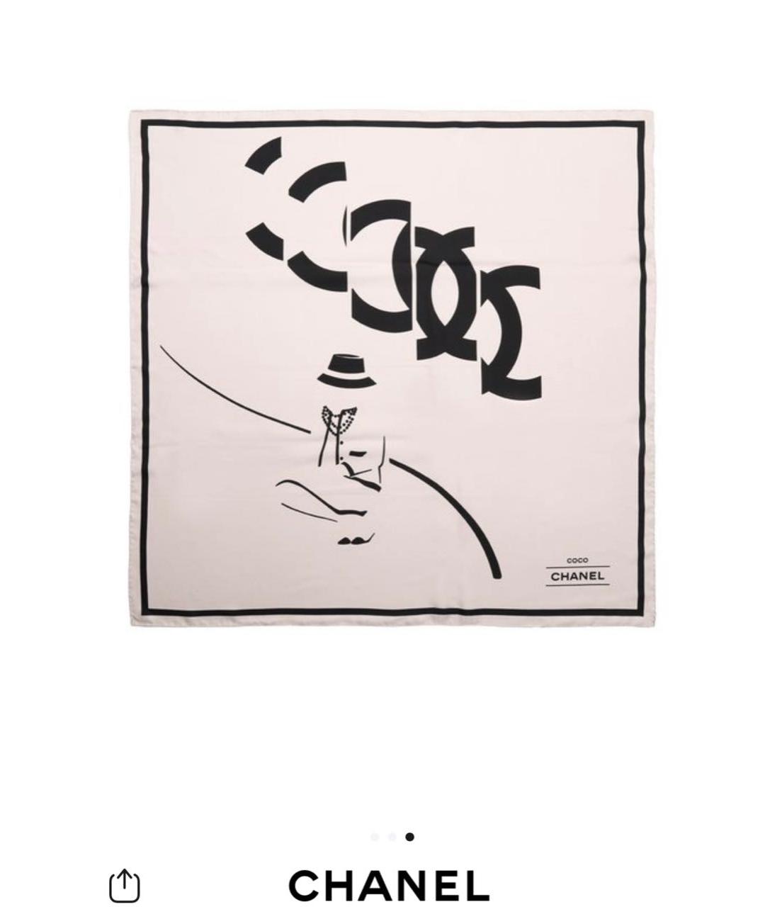 CHANEL Бежевый шелковый платок, фото 6