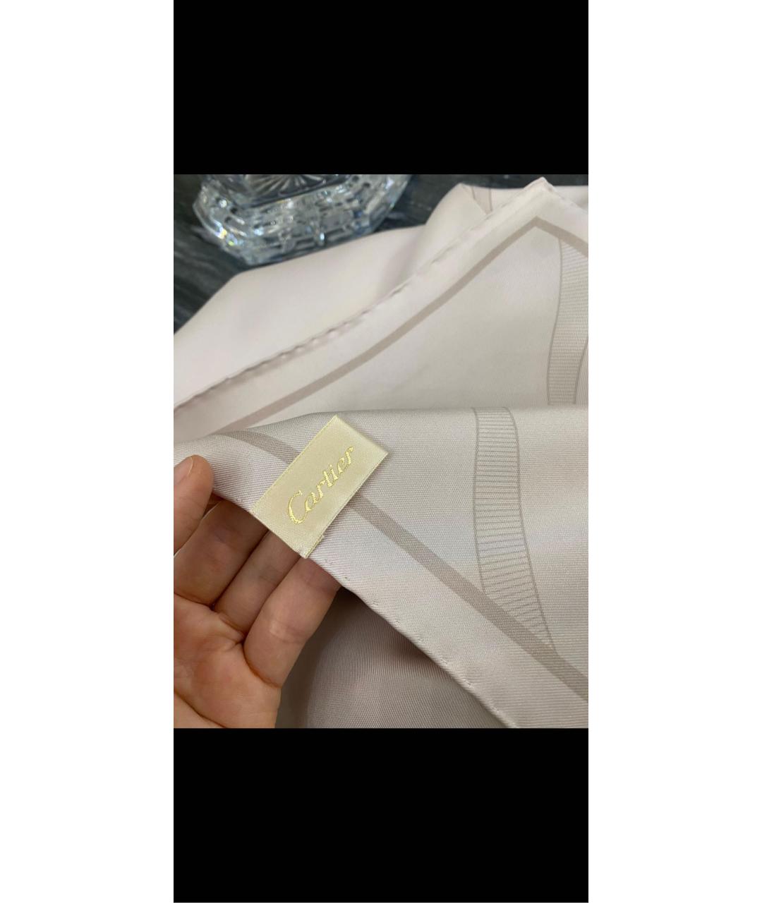 CARTIER Бежевый шелковый платок, фото 5