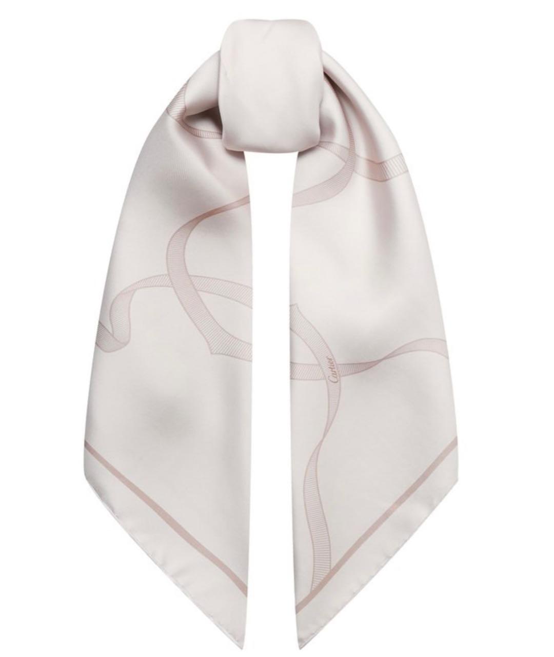 CARTIER Бежевый шелковый платок, фото 3