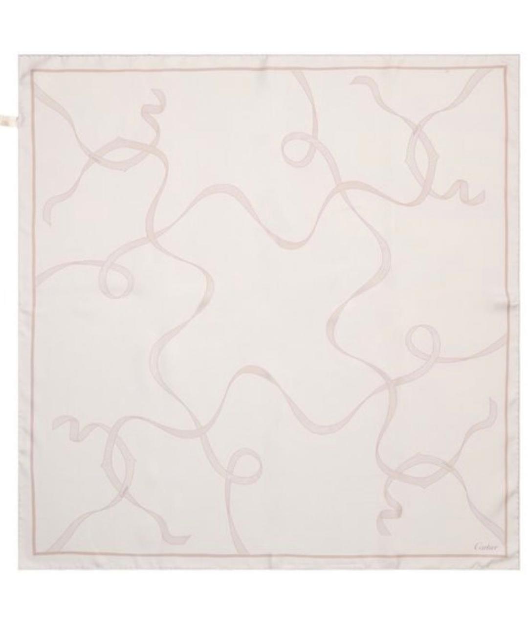 CARTIER Бежевый шелковый платок, фото 6