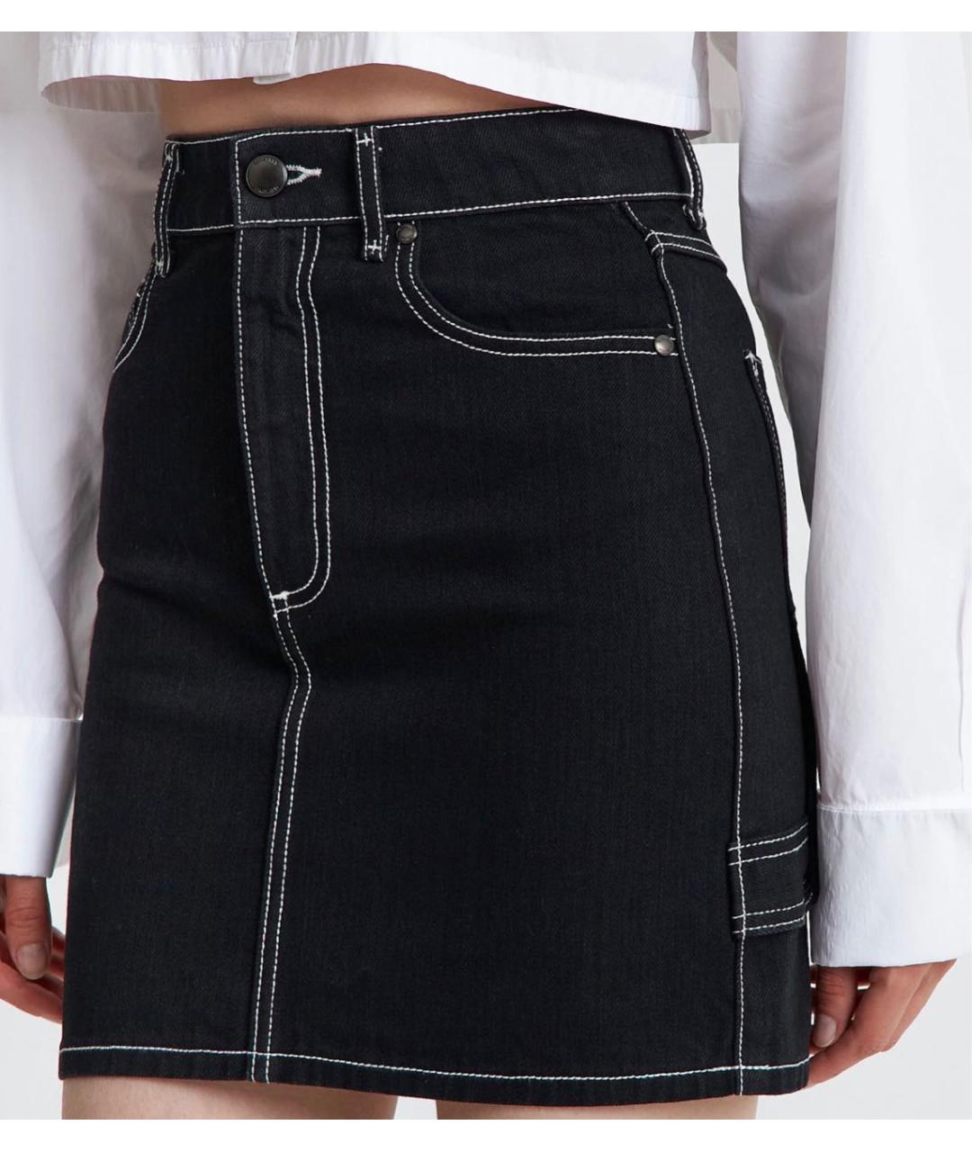 BURBERRY Черная деним юбка мини, фото 4