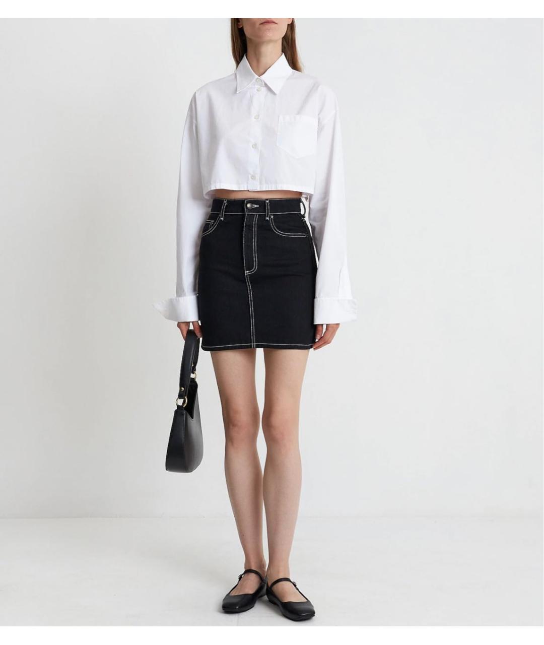 BURBERRY Черная деним юбка мини, фото 3