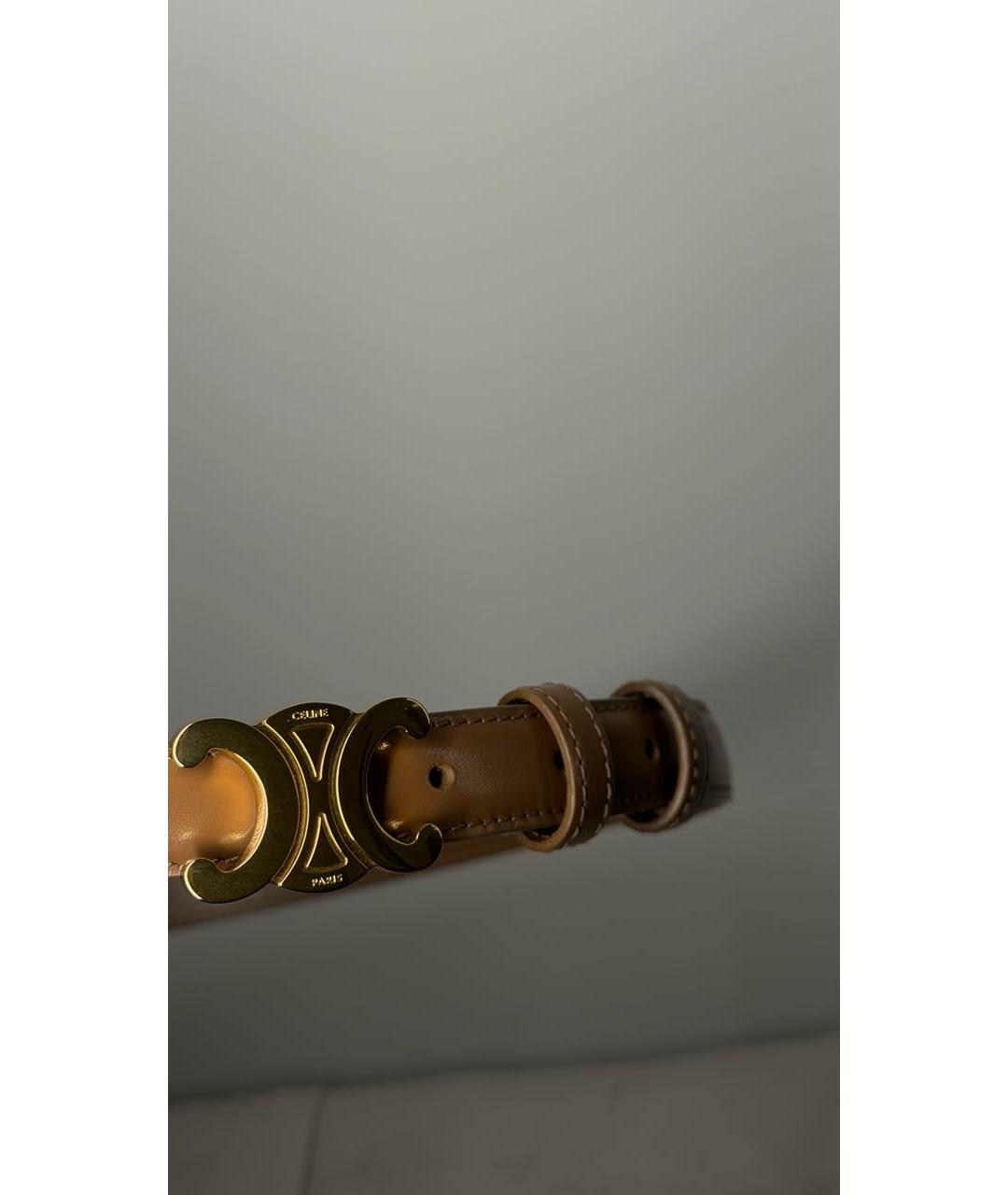 CELINE Коричневый кожаный ремень, фото 3