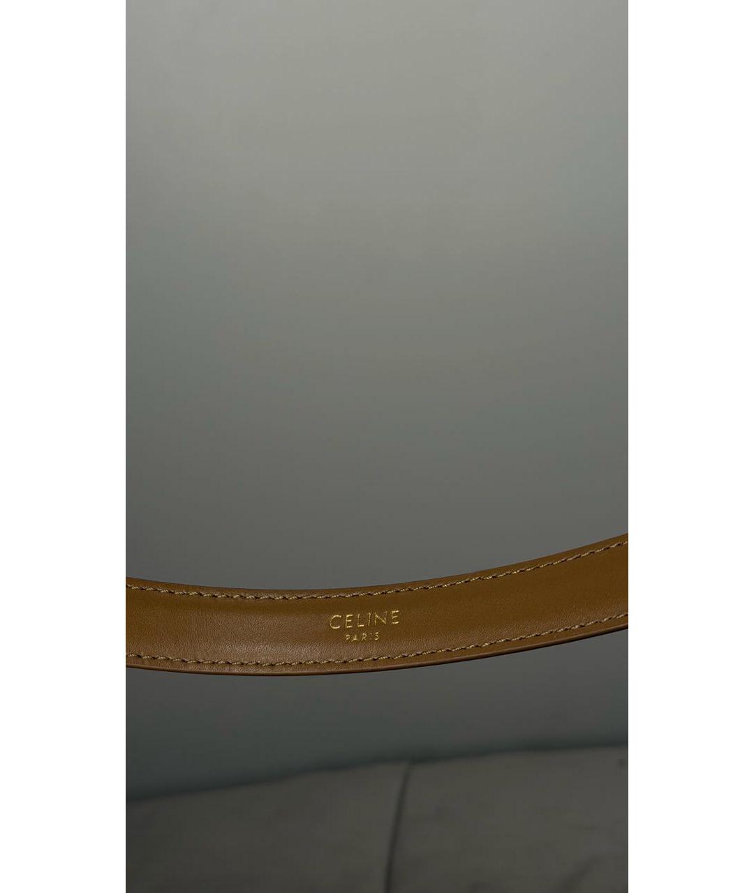 CELINE Коричневый кожаный ремень, фото 5