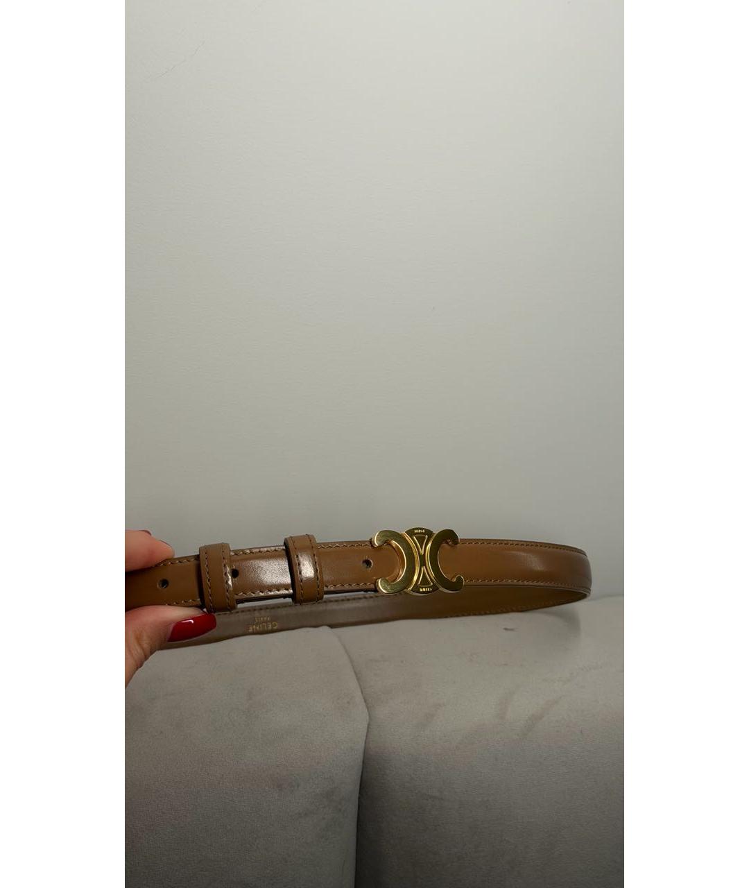 CELINE Коричневый кожаный ремень, фото 7