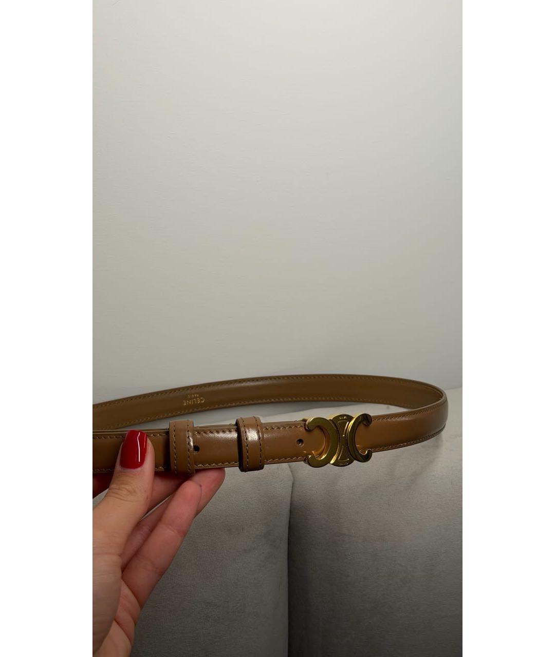 CELINE Коричневый кожаный ремень, фото 2