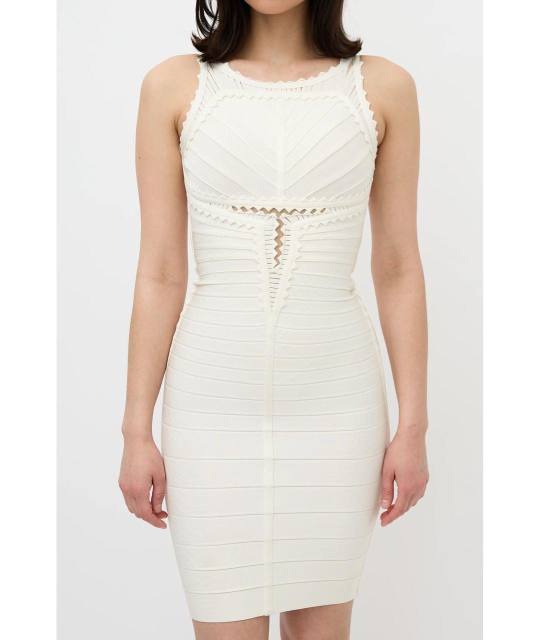 HERVE LEGER Белое вискозное коктейльное платье, фото 2