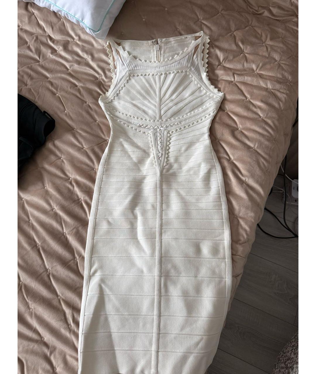 HERVE LEGER Белое вискозное коктейльное платье, фото 4