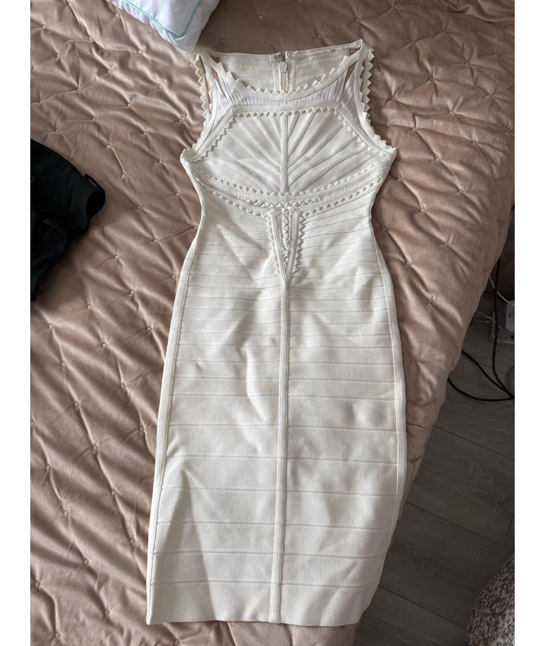 HERVE LEGER Белое вискозное коктейльное платье, фото 5