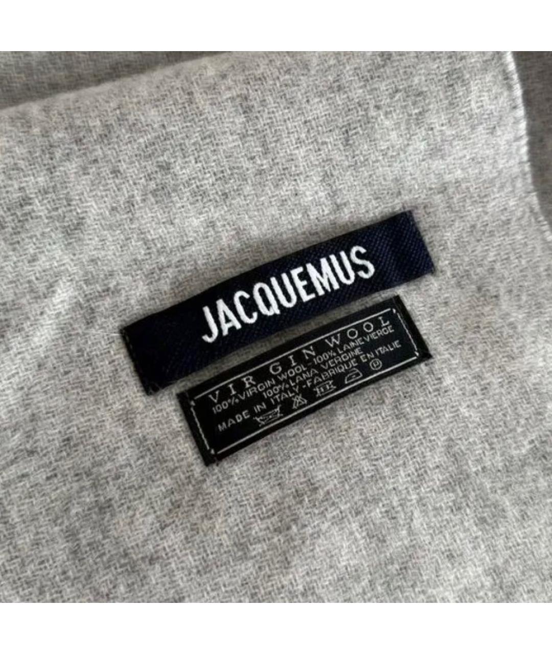 JACQUEMUS Серый шерстяной шарф, фото 3