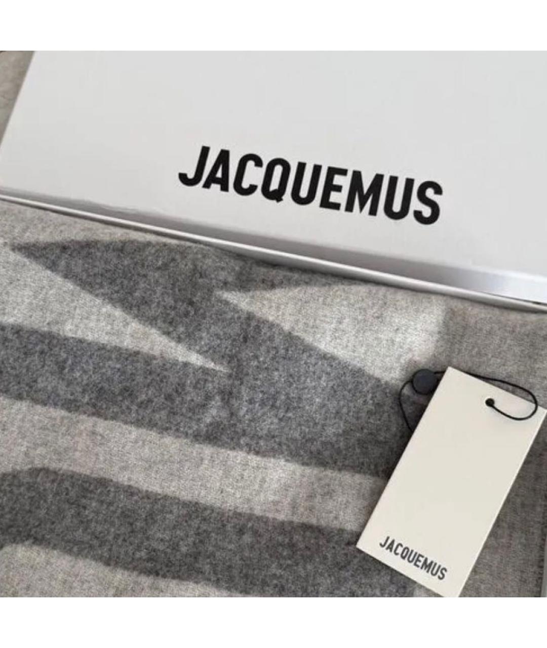 JACQUEMUS Серый шерстяной шарф, фото 4