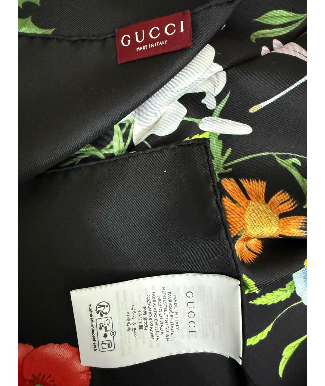 GUCCI Черный шелковый платок, фото 5