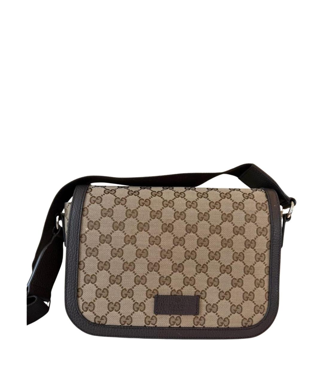 GUCCI Бежевая тканевая сумка через плечо, фото 1