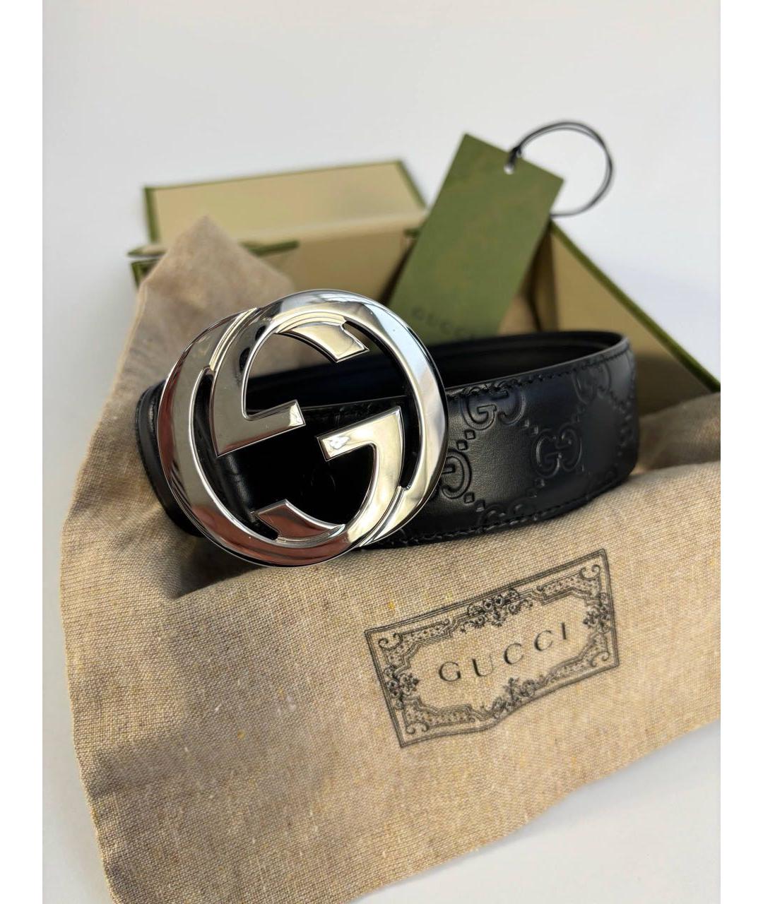 GUCCI Черный кожаный ремень, фото 5