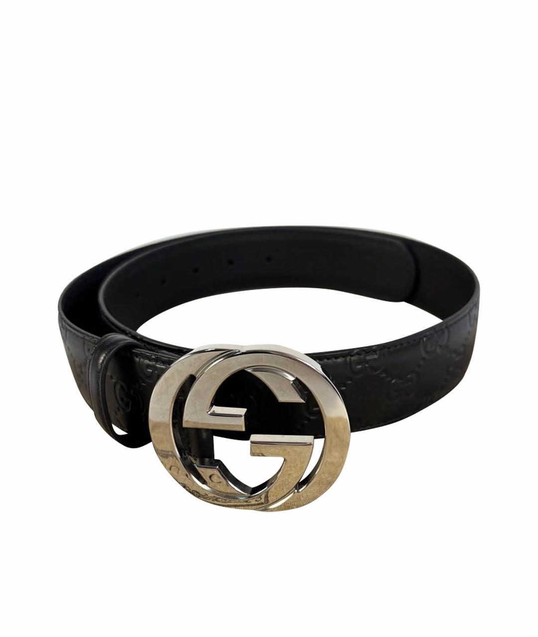 GUCCI Черный кожаный ремень, фото 1