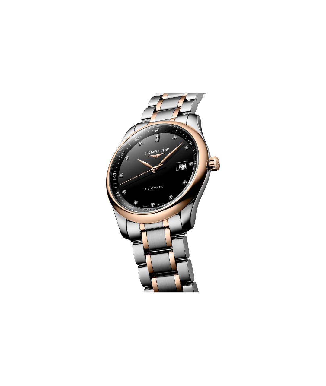 LONGINES Черные часы из розового золота, фото 5