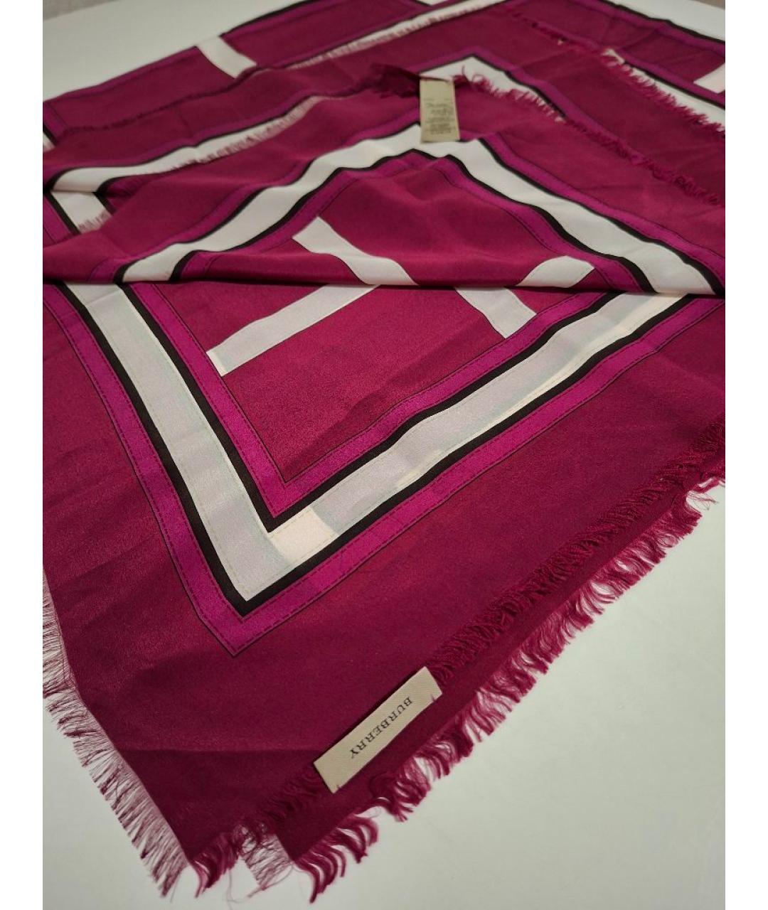 BURBERRY Бордовый шелковый платок, фото 2