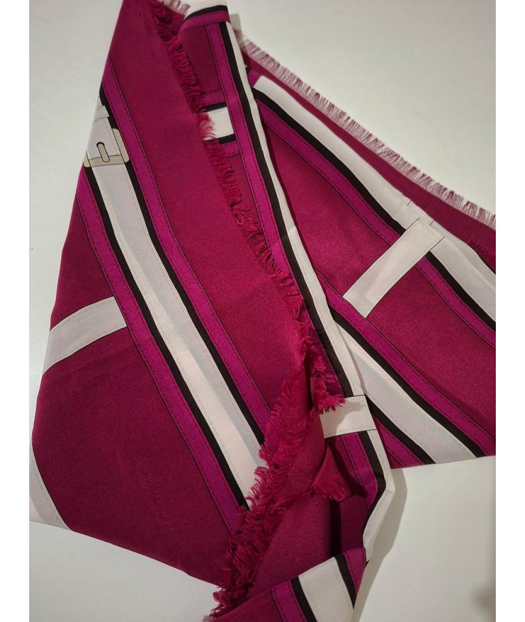 BURBERRY Бордовый шелковый платок, фото 4