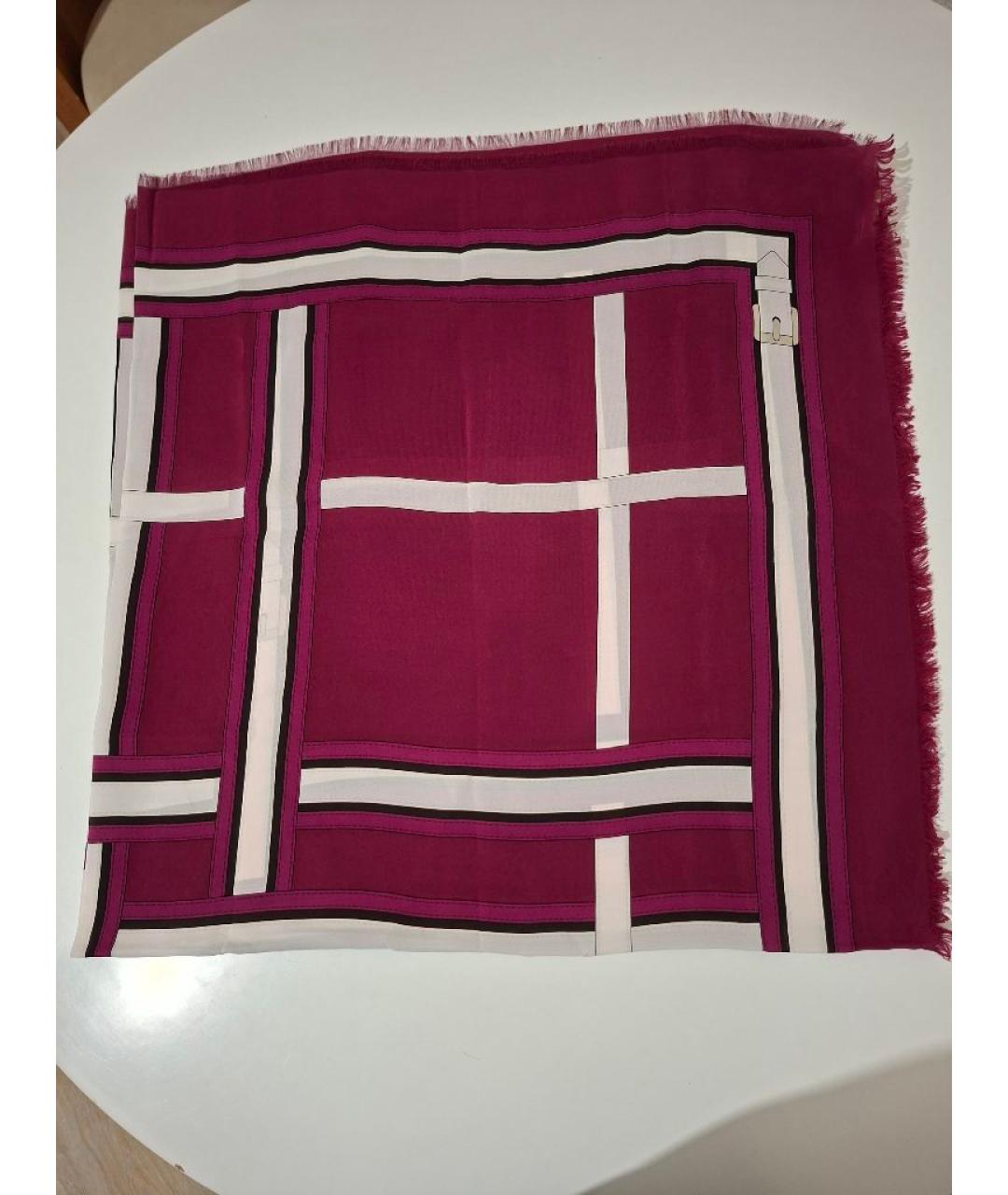 BURBERRY Бордовый шелковый платок, фото 5