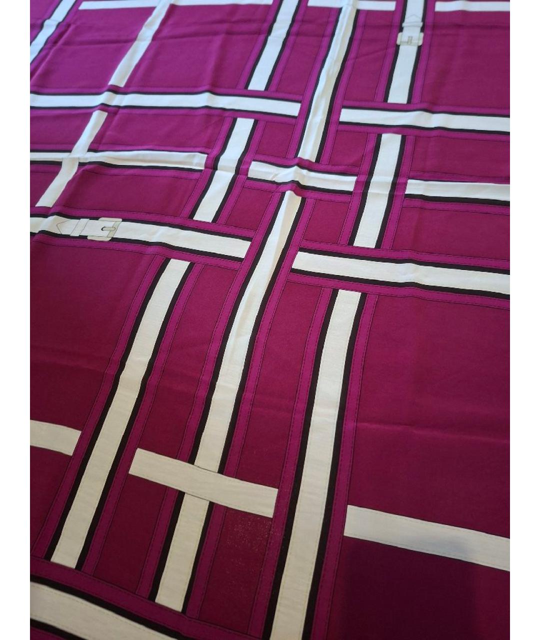 BURBERRY Бордовый шелковый платок, фото 3