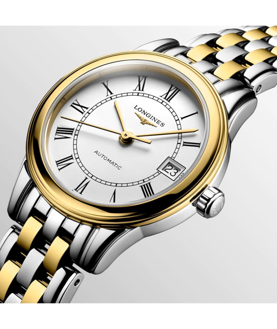 LONGINES Золотые стальные часы, фото 5