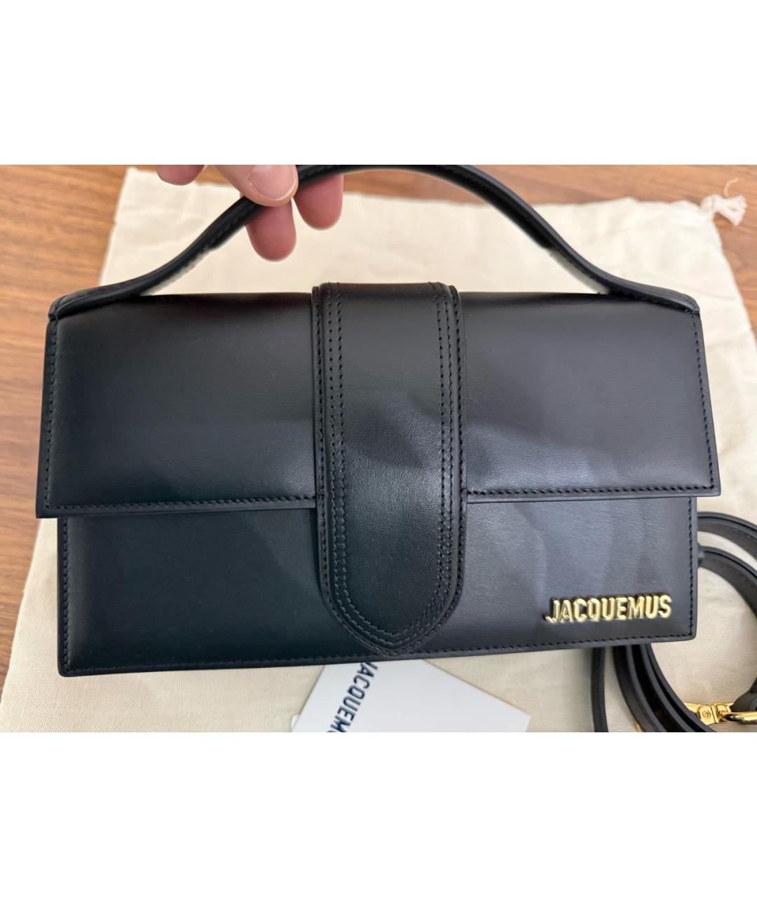 JACQUEMUS Черная кожаная сумка через плечо, фото 2