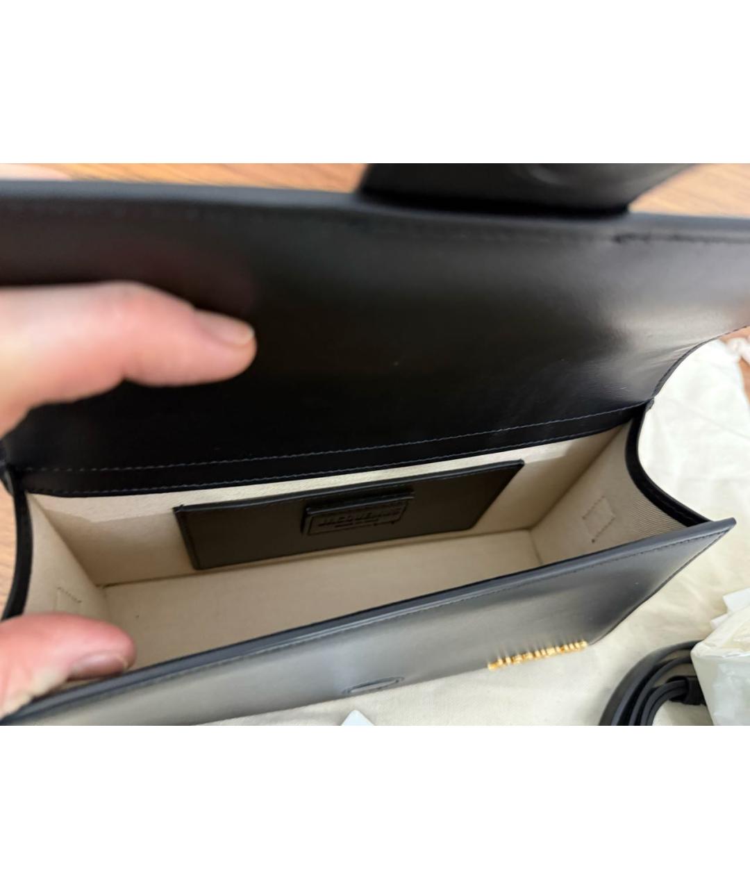 JACQUEMUS Черная кожаная сумка через плечо, фото 5