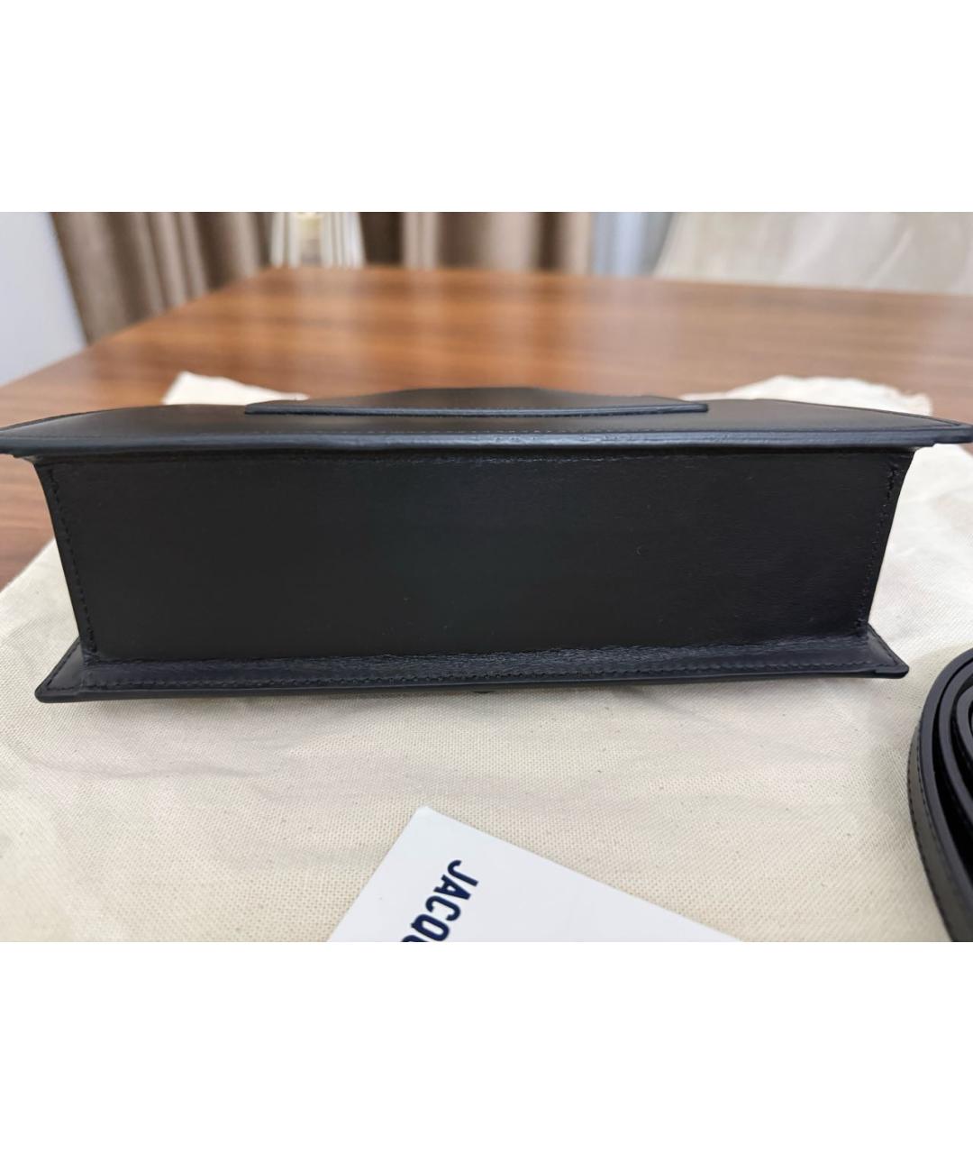 JACQUEMUS Черная кожаная сумка через плечо, фото 4