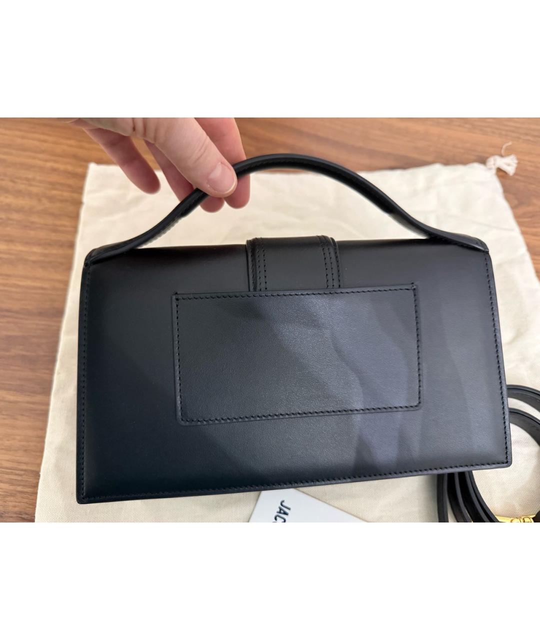 JACQUEMUS Черная кожаная сумка через плечо, фото 3