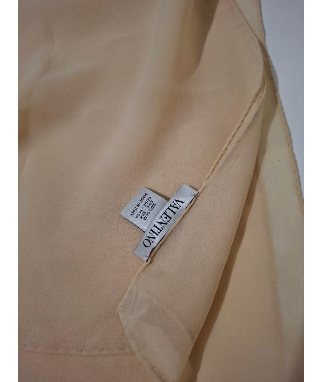 VALENTINO Бежевый шелковый шарф, фото 3