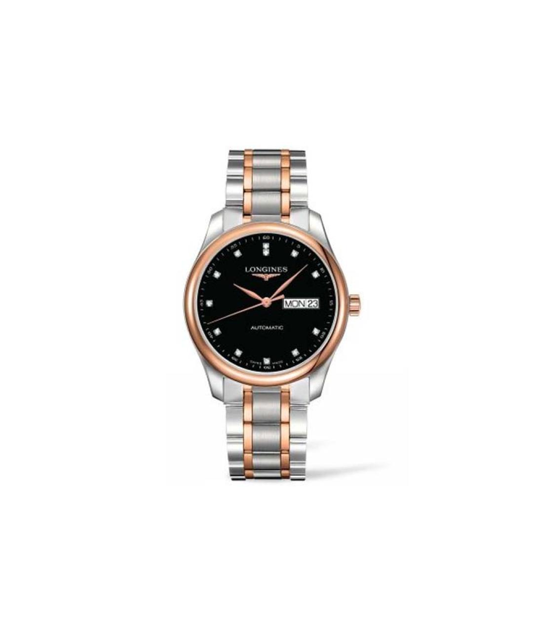 LONGINES Черные часы из розового золота, фото 1