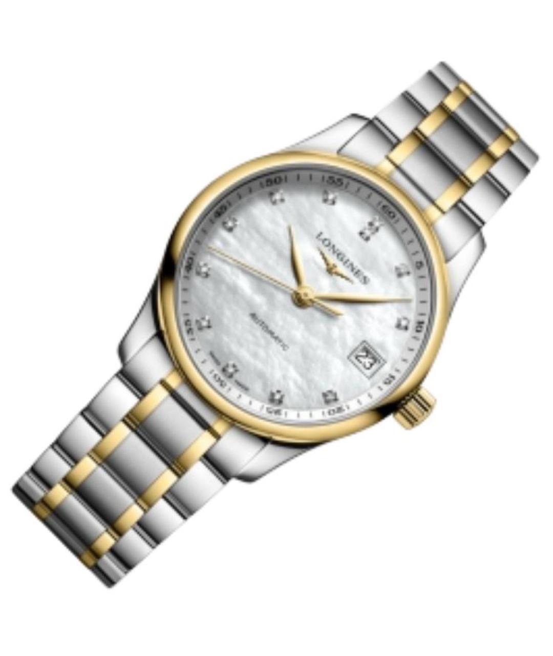 LONGINES Белые часы из желтого золота, фото 3